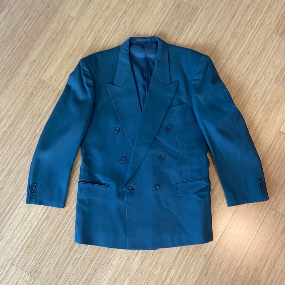 Vintage Double-Breasted Olive Green Blazer, made in Japan
